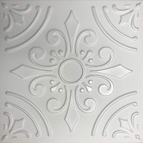 Decorative Foam Ceiling Tile - Harmony Design - 3D White Styrofoam Ceiling Tiles - ~20"X20"X0.40" (8) #TOP22