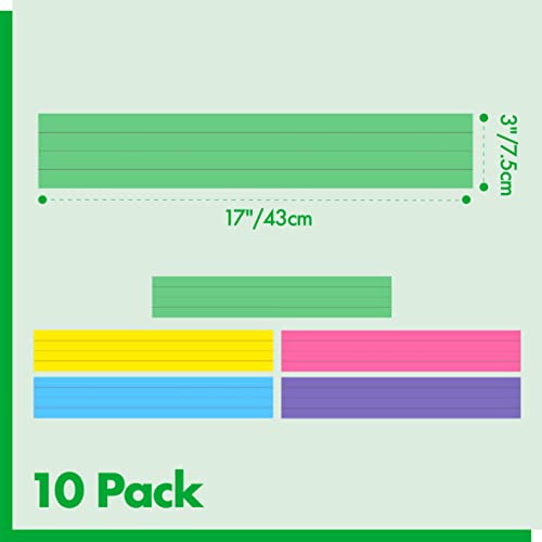 10 Pack Magnetic Sentence Strips, 5 Colors Ruled Rainbow Writing Strip Dry Erase Sentence Learning Strip for School, Office, Classroom Supplies (Yellow/Pink/Blue/Green/Purple, 17 x 3) - Image 2