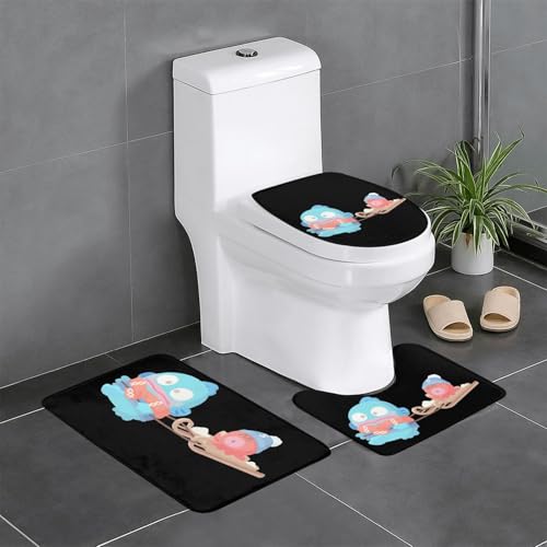 ハンギョドン (7) アニメ トイレマット 3点セット フタカバー 浴室足ふきマット 吸水 速乾 滑り止め 抗菌 防臭 洗える ふわふわ おしゃれ 40x60cm