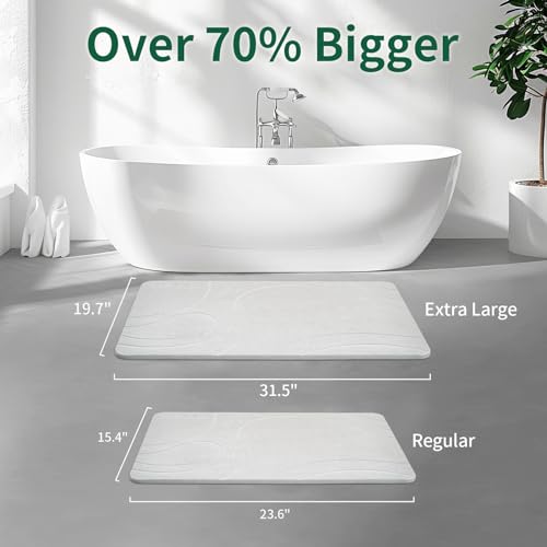 Super Absorbent Diatomite Stone Bath Mat for Bathroom (Light Gray, Extra Large)