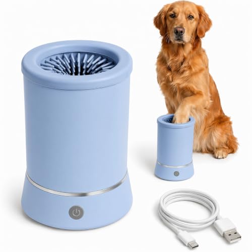 EWTDMKN Electric Dog Paw Cleaner Automatic Rotating Silicone Brush USB Rechargeable Pet Foot Washer Cup Portable Grooming Cleaning Tool for Small Medium Dogs & Cats