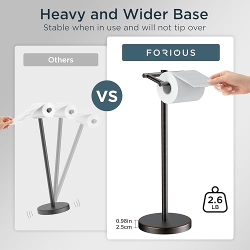 Image of FORIOUS Toilet Paper Holder Wall Mount, Stainless Steel Rustproof Double Post Pivoting Tissue Roll Holder for Bathroom, Commercial Toilet Paper Dispenser Toilet Paper Stand, Oil Rubbed Bronze