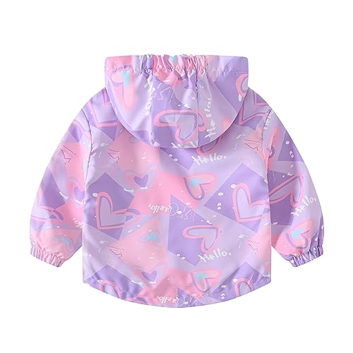 Kids Boys Girls Fleece Lined Windbreaker Jacket Fashion Prints Hoodie for Fall Winter Outwear for 0-6 Years2