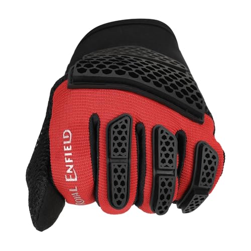 Image of Royal Enfield Street Ace 2.0 Riding Gloves | TPR Knuckle Protection | Air Mesh Ventilation | Microsuede Grip Patch | Palm Reinforcement | Poly Stretch Fabric | Impact & Abrasion Resistant RED M