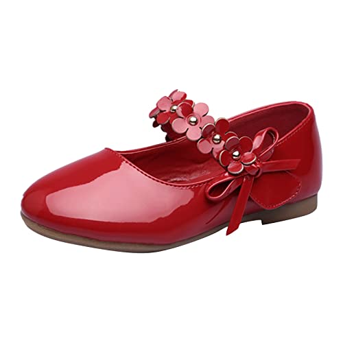 Zapatos de piel para niña, zapatos individuales, zapatos de danza, zapatillas de deporte, zapatillas de deporte con velcro 35, rojo, 28 EU