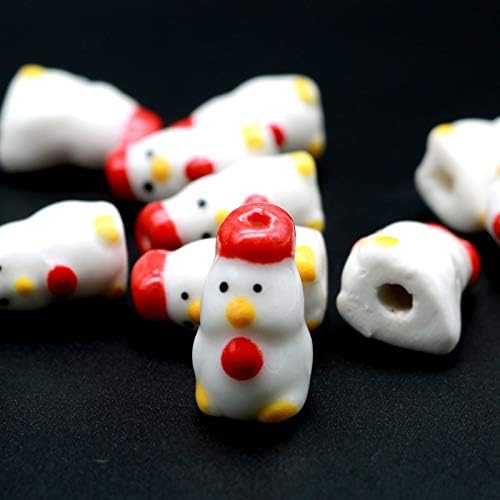 Miniatura 4 de Pukido 10 unids/lote chino impresión pollo porcelana granos 0.433x0.787 in animales cerámica granos encantos hecho a mano colgante DIY fabricación