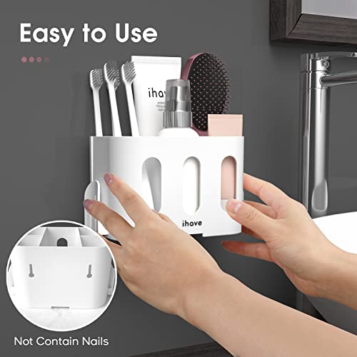 Ihave Toothbrush Holders For Bathrooms, Tooth Brush Holder Bathroom Organizer Countertop, Electric Tooth Brushing Holder With 5 Slots And 2 Hanging Holes #TOP4