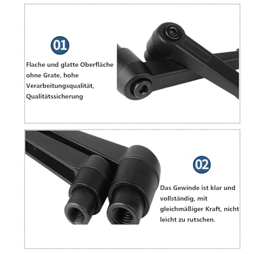 SHULLIN 6 Stück M6 Verstellbare Klemmhebel Griff Innengewinde Spannhebel Verstellbarer Griff Schwarz Maschinengriffe Metall Außengewinde Maschine Knöpfe für Schweißgeräte Druckgeräte (M6)