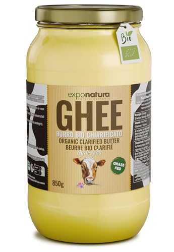 Ghee Bio - beurre clarifié selon l'ancienne recette ayurvédique - uniquement à partir du lait de vaches au pâturage - extrêmement digestible sans lactose - Exponatura (850 g, Ghee)