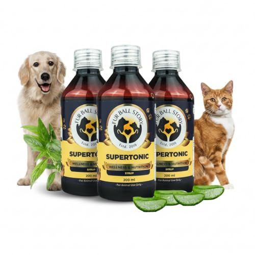 Image of FUR BALL STORY Supertonic Multivitamin Syrup for Dogs & Cats | Pet Immunity & Energy Booster Supplement | Supports Liver, Kidney & Health | Moringa, Ashwagandha & 10+ Superfoods 200 ml (Pack of 3)