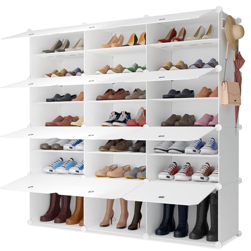 Meuble Chaussure, Max 48 Paires de Chaussures Rangement Chaussure, 8 étages Conception Stéréoscopique Forme Assemblée Librement, pour Salon Chambre à Coucher Entrée Entrepôt, Blanc