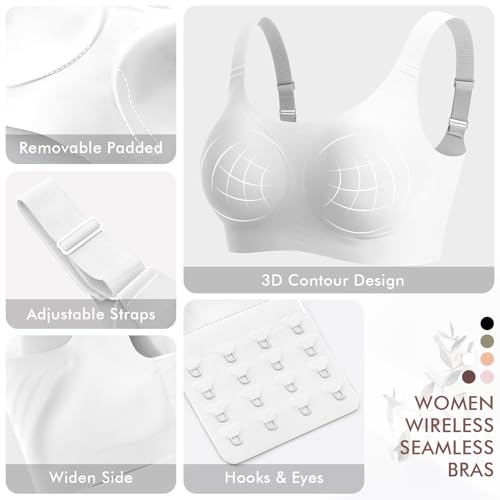 Image of Ganado Jelly Bras for Women No Underwire Wireless Seamless Push Up Bra Full Coverage Tshirt Bras Supportive Padded Bra