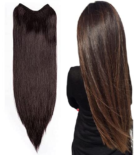 Confidence Women And Girls Real Human Hair V Shape Extension (16 Inch Dark Brown)-image-37