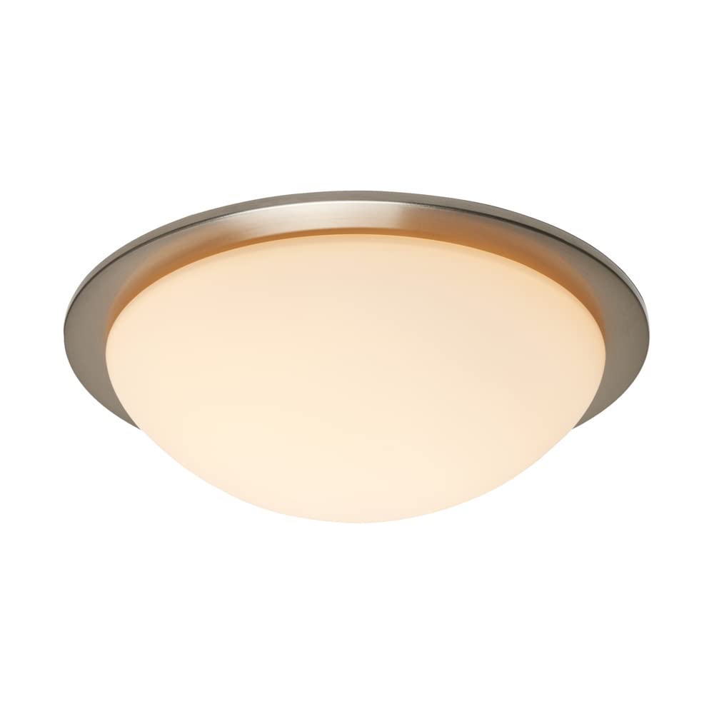 Litecraft Satin Nickel Arwel Ceiling Light Bathroom Glass Dome Flush Mount Led