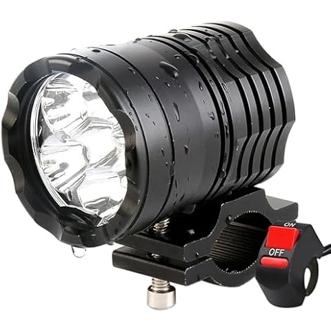 PAKRYS Motorcycle Driving Light 12-60V 40W 3600LM LED Fog Light for ATV UTV Bike Car Truck Boat Forklift Waterproof LED Spotlight with 6 Light Beads High Low Strobe Beam Switch Universal (Black 1) Cover