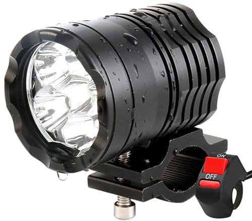 PAKRYS Motorcycle Driving Light 12-60V 40W 3600LM LED Fog Light for ATV UTV Bike Car Truck Boat Forklift Waterproof LED Spotlight with 6 Light Beads High Low Strobe Beam Switch Universal (Black 1)