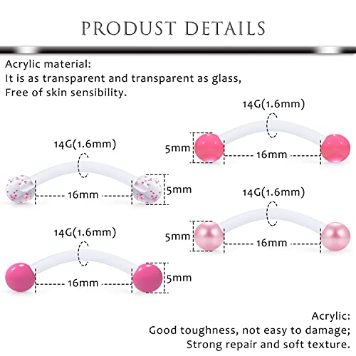 Hoeudjo 24PCS 14G Glow in The Dark Big Snake Eyes Tongue Rings Plastic Curved Barbell Nipplerings Nipple Rings Body Piercing Jewelry for Women Men 16mm (5/8 inch)2