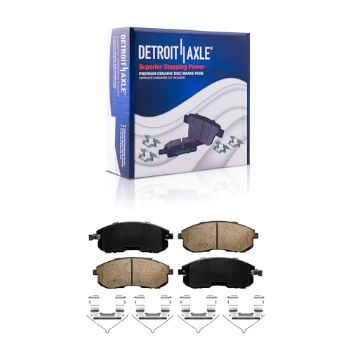 Image of Detroit Axle - 4 Lug Brake Kit for 1993-2001 Nissan Altima, 1999 2000 INFINITI G20, 2000 2001 Sentra, Front Rear Disc Brake Rotors Ceramic Brakes Pads: 11.02'' inch Front and 10.16'' inch Rear Rotors