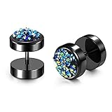 2 Stücke Edelstahl Fake Plug Ohrstecker zum Schrauben für Herren Damen Ohrclips Ohrringe Ohrpiercing Ohrschmuck