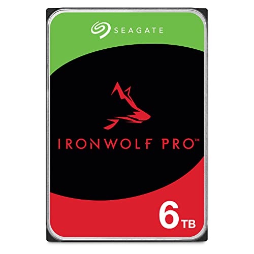 Seagate IronWolf Pro 6 TB, NAS interne Festplatte, 3.5 Zoll, 7200 U/Min, CMR, 256 MB Cache, SATA 6 GB/S, inkl. 3 Jahre Rescue Service, Modellnr.: ST6000NT001