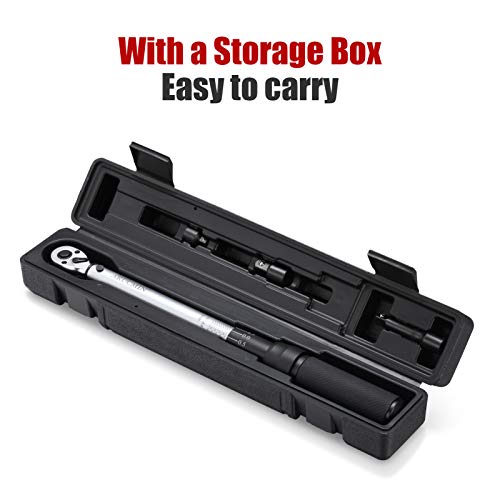 Arucmin 3/8-Inch Drive Click Torque Wrench (10-100 Ft.-Lb./15-135 Nm) Dual-Direction Adjustable Torque Wrench Set #TOP5