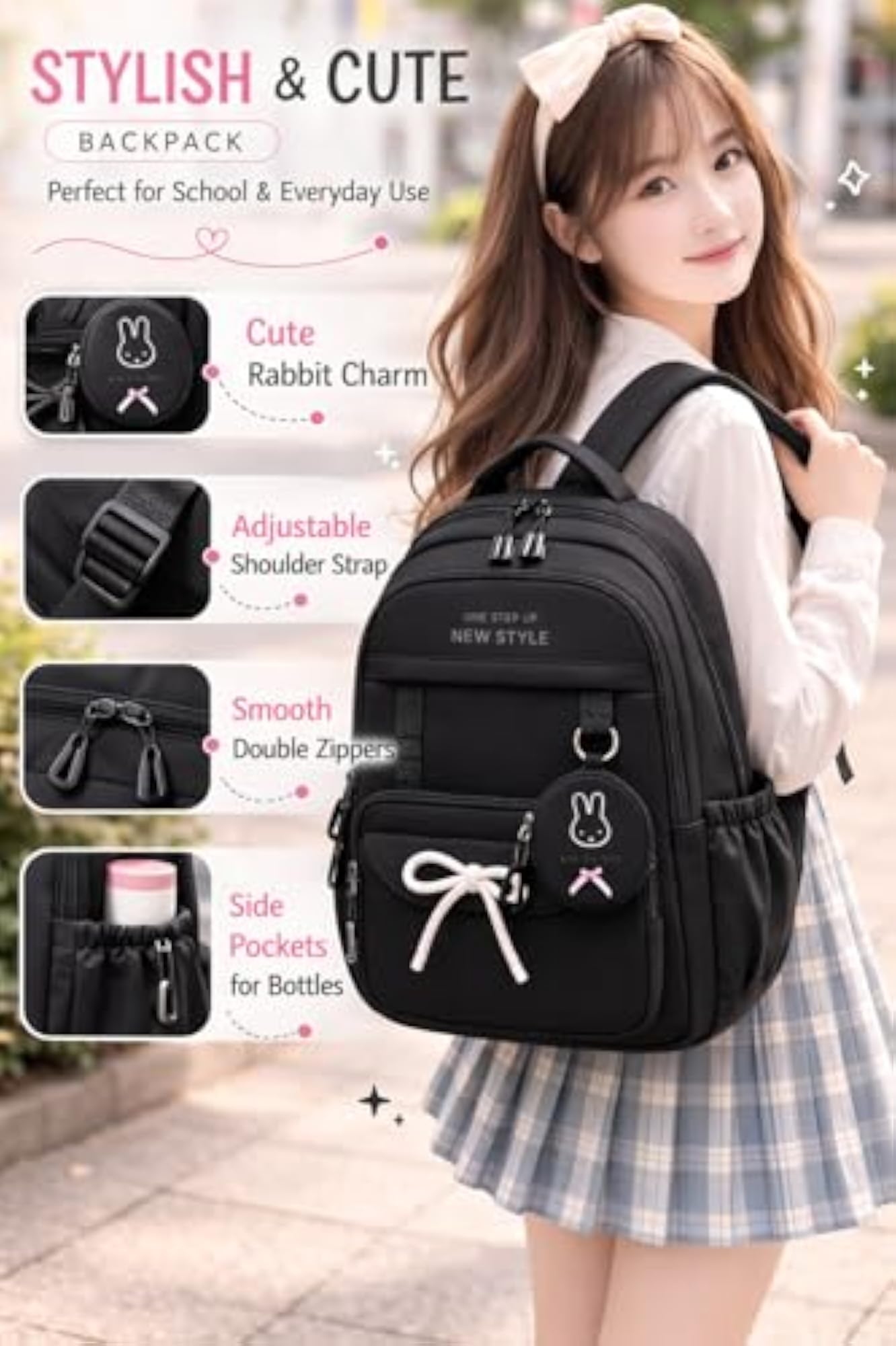 Stylish College Backpack with Multiple Compartments