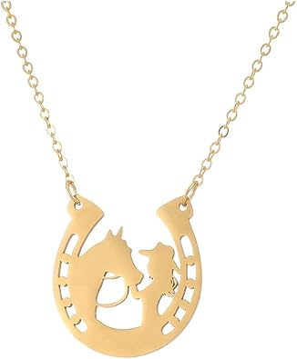 Yocoyee Stainless Steel Lucky Horseshoe Pendant Necklace Horse Necklaces for Women Ladies Jewelry