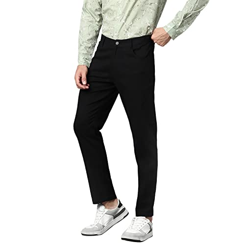 Image of Hubberholme Men's Tapered Fit Cotton Trousers, Ankle Length Button Closure Chinos
