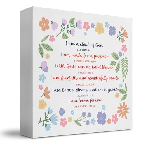 JUIOEIU Christian Decor, Christian Bible Verse Signs, I Am A