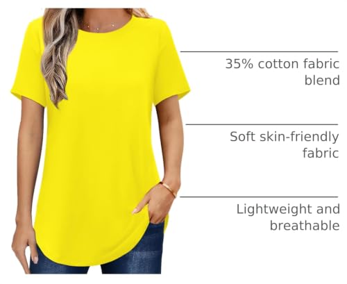 Image of Elesomo Womens Shirts Casual Crew Neck Short /Long Sleeve Tunic Tops Tees