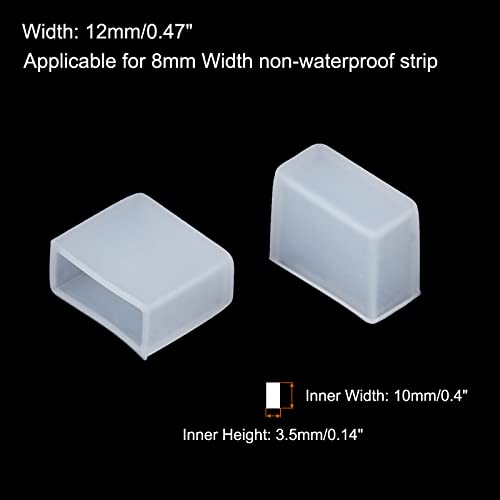 PATIKIL 120 Stück Silikon-Endkappen-Steckerabdeckung IP67 wasserdicht passend für 3528/2835/3014 8 mm breite LED-Röhrenstreifen, klar