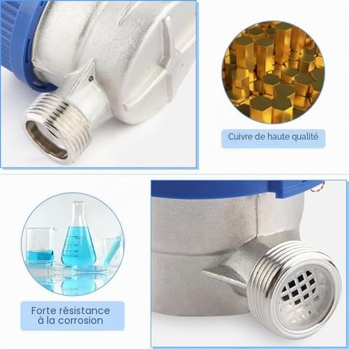 Compteur d'Éau Froide Compteur d'eau Débit, Débitmètre d'Éau pour Jardin Et Maison, Kit de Raccordement pour Compteur d'eau de Jardin Compteur d'eau Froide - 15 mm - 1/2"