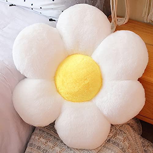 lannery Flower Plush Throw Pillow White