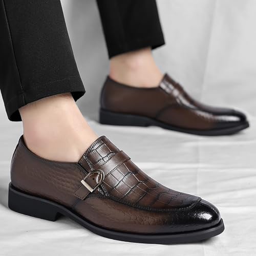 Men's Leather Crocodile Printed Loafers with Buckle Comfortable Slip-On Dress Shoes for Formal Business Work Office3