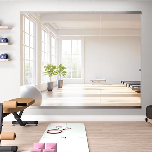 NEUWEABY Home Gym Mirror, 57''X24''-3PCS Full Length Wall Mirror for Yoga, Large Wall Mirror for Fitness, Workout Dance Studio, Garage Tempered Glass Frameless