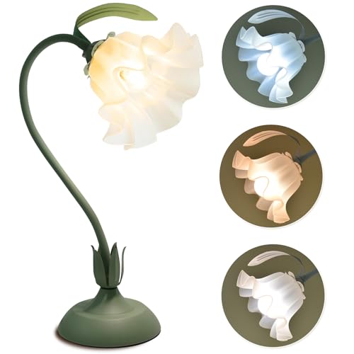 Flower Table Lamp, 3 Level Brightness Vintage Flower