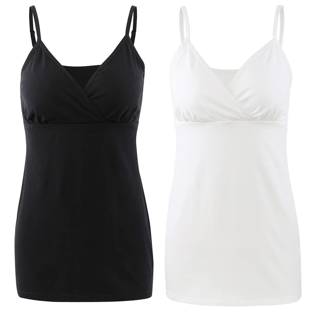 COLOMI Tanktops voor zwangerschapsmode, voedingsbeha met ingebouwde voedingsbeha, zwart grijs olijf/3 stuks, M