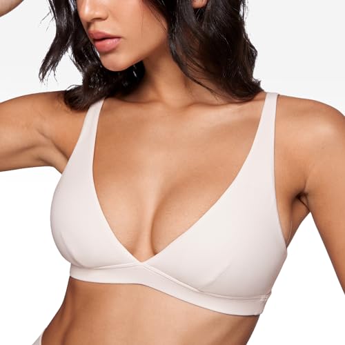 Image of INGIA Deep V-Neck Sports Bra Padded U Back Yoga Workout Bra | Low Impact, Fitness, Yoga, Wireless, Workout, Contour, Crop Top, for Women