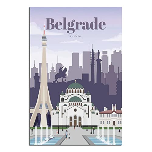 Belgrade Serbie Affiche de voyage vintage peinture affiche moderne cadeau chambre décoratif
