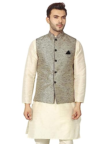 Image of Mens Kurta Pyjama Set with Designer Ethnic Nehru Jacket