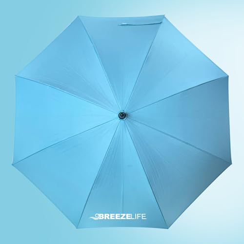 Breeze Life Rechargeable Mister Breeze, Sun Umbrella with Fan and Mister, Umbrella Mister with Built-in Fan, For Festivals, Beach and More, Blocks Harmful Sun Rays, Mist bottle included