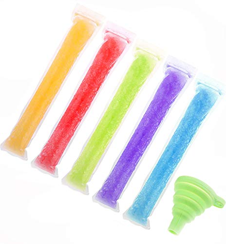 Uooker Eis am Stiel, Einweg-Eisbeutel mit Reißverschluss, für Gogurt, Joghurt, Eisbonbons oder Freeze Pops, BPA-frei, mit Trichter, 100 Stück Cover