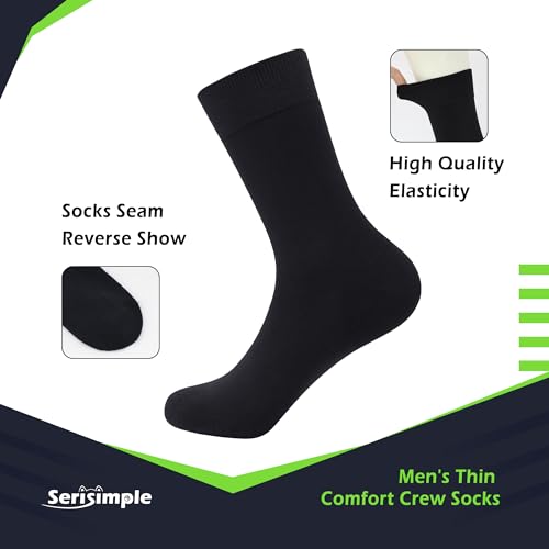 SERISIMPLE Viscose Bamboo Dress Men Sock Thin Soft Crew Anti Odor Lightweight Sock Breathable Comfort Cool soft Sock 5 Pairs3