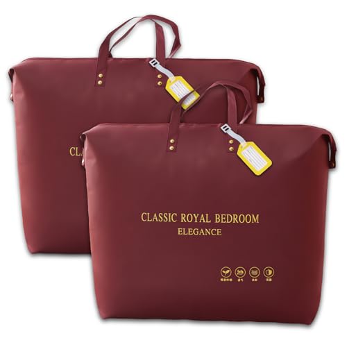 Dwafill Storage Bag with Zip, Pack of 2 Bags Storage, Duvets Storage, Bedding Transport Bag, Moving Bags, for Blanket, Holiday Bag (Purple, 88 x 77 cm)