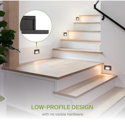 Image of ASD LED Recessed Step Light Fixture, Outdoor & Indoor Stair Tread Lighting | 3CCT, Dimmable, Waterproof, ETL Listed | 3W 120LM 3000K-5000K 120V | Staircase Hardwired Illumination | Dark Bronze
