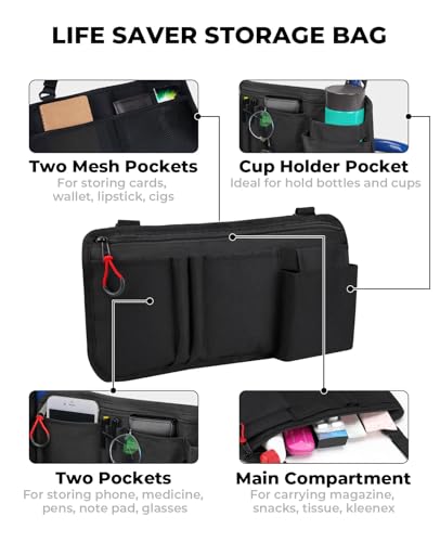 JOYTUTUS Walker Side Bag, Wheelchair Armrest Storage Pouch with Cup Holder, Wheelchair Accessories for Seniors, Walker Bag Cup Holder for Walker, Rollator, Electric Scooter or Wheelchair Black - image 3