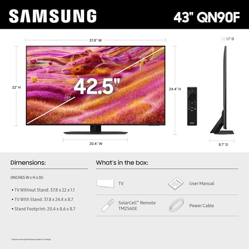 Image of Samsung 43-Inch Class Neo QLED 4K QN90F Series, Vision AI, Mini LED Smart TV (2025 Model, 43QN90F) Neo Quantum HDR+, Object Tracking Sound Lite w /Dolby Atmos, Glare Free, Gaming Hub, Alexa Built-in