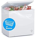 Deep Freezer 5 Cu. Ft Small Chest Freezer Garage Ready 5.5 cu. ft SMETA 5 Cubic Feet Freezer Chest for Apartments House Basement Dorm, Deep Freezer with Removable Baskets in White