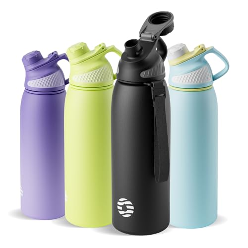 Image of Fjbottle Insulated Stainless Steel Water Bottle, 32 Oz Leakproof Water Bottles, Ice Reusable Tumbler, Double Wall Vacuum Jug, Lightweight Durable for Traveling & Sports, Workout, Blackgray