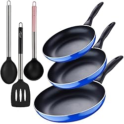 Sartenes Navy Black San Ignacio San Ignacio Set 3pc sarten (16+20+24cm) aluminio prensado, inducción, azul Navy Paradise con Set 3pc utensilios de cocina nylon